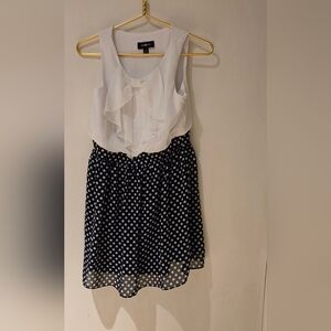 amy' byer sheer white top and blue polka dot skirt girls' size 16